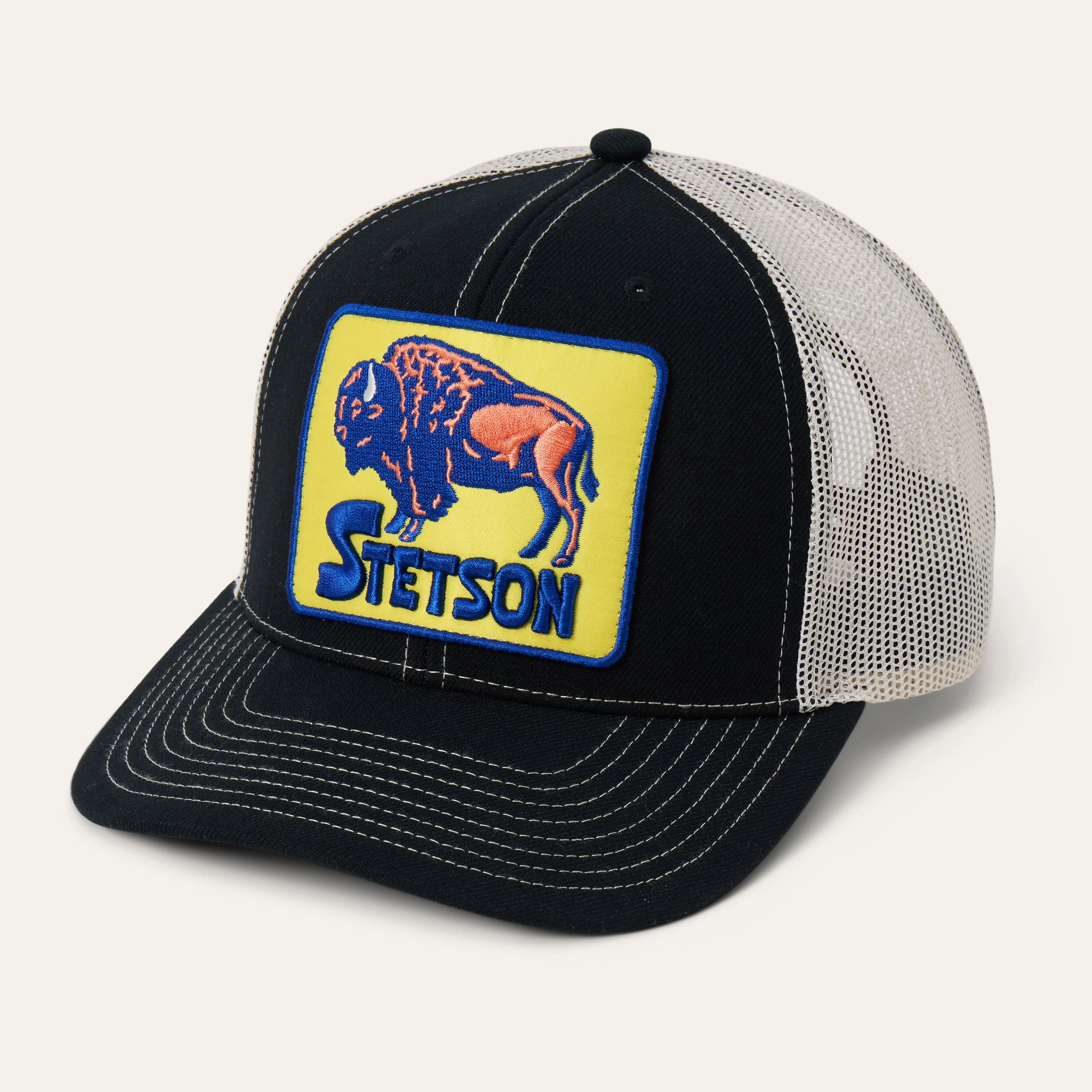 Bison Patch High Crown Trucker Hat