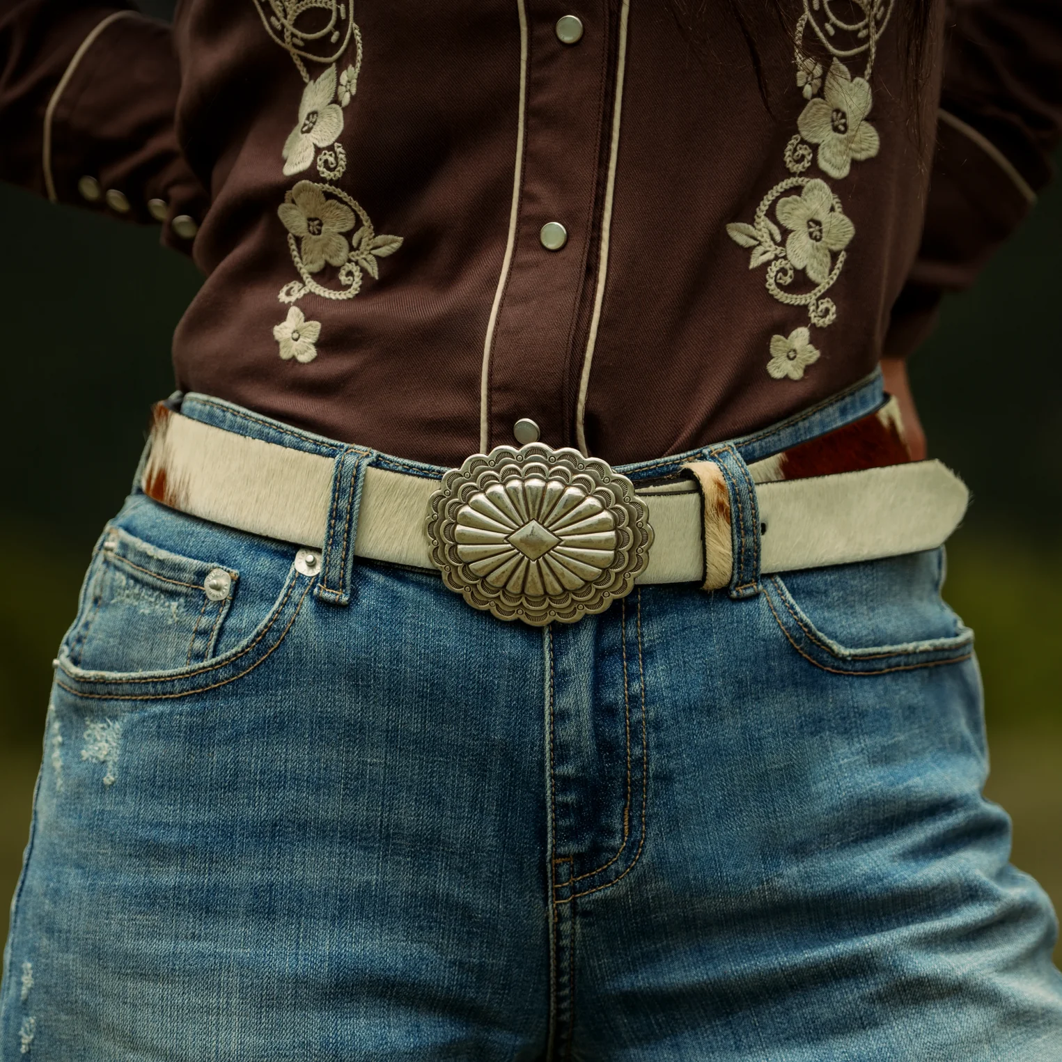 Hair-On-Hide Southwestern Buckle Belt