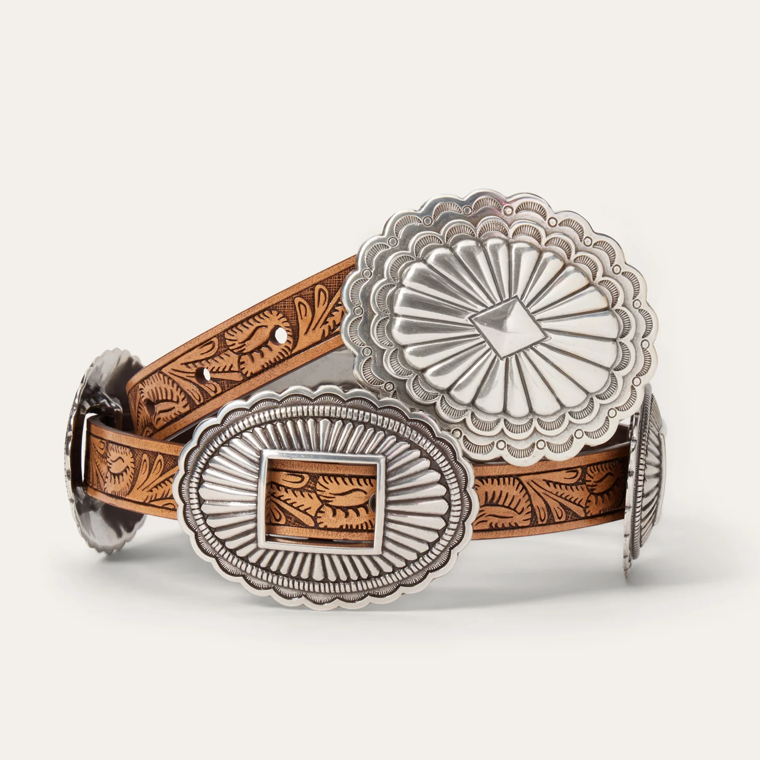 Southwestern Tooled Concho Belt