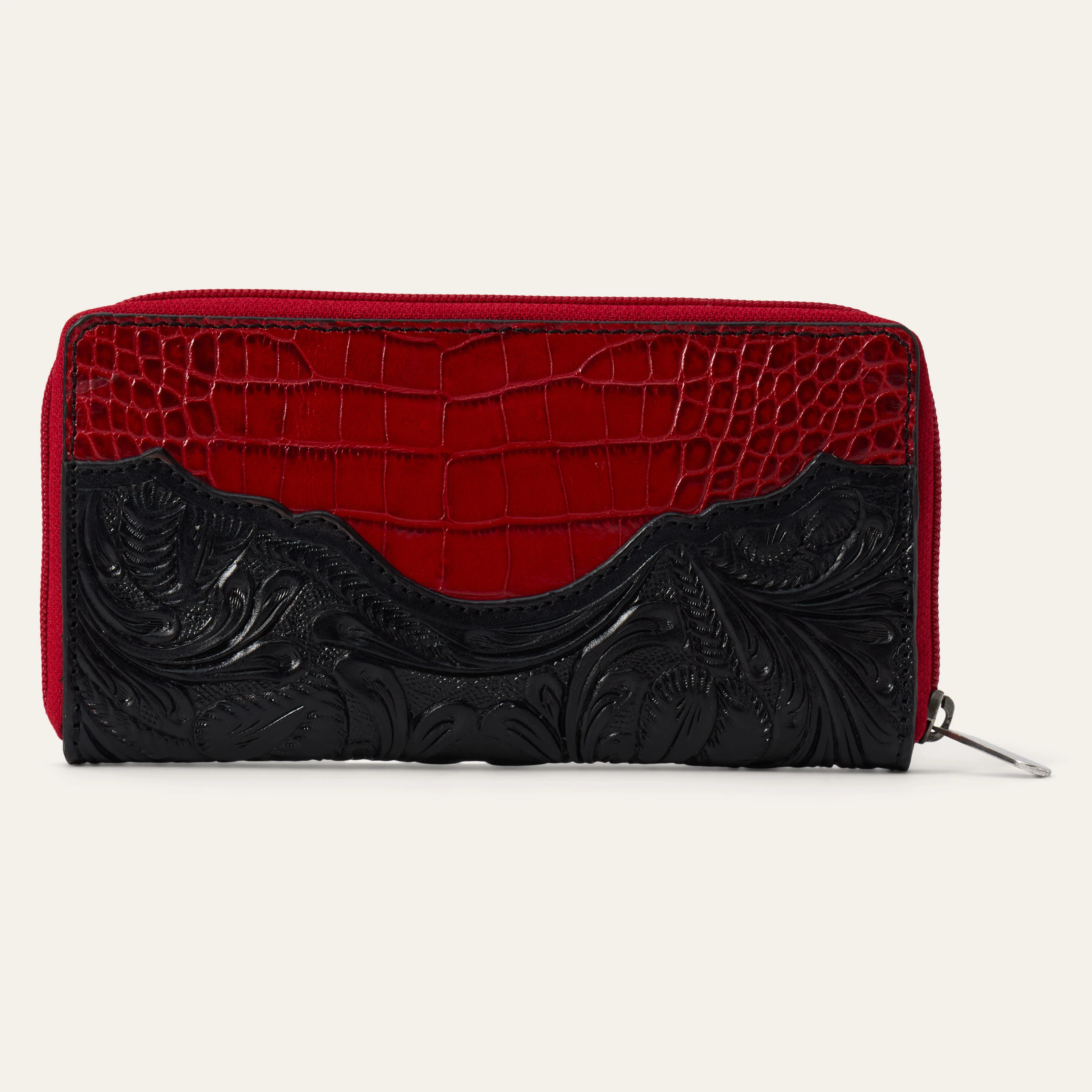 Tooled Croco Embossed Zip Wallet