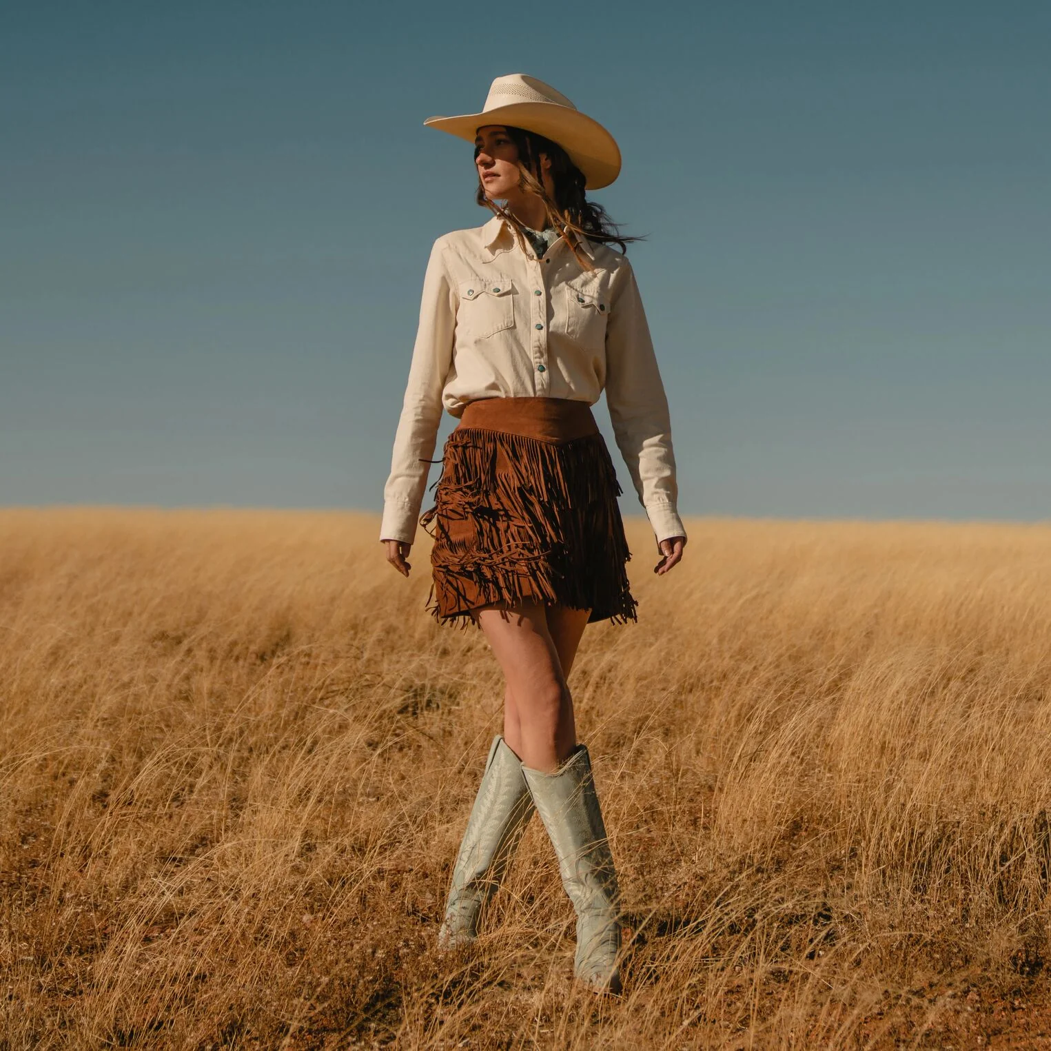 Lamb Suede Fringe Mini Skirt