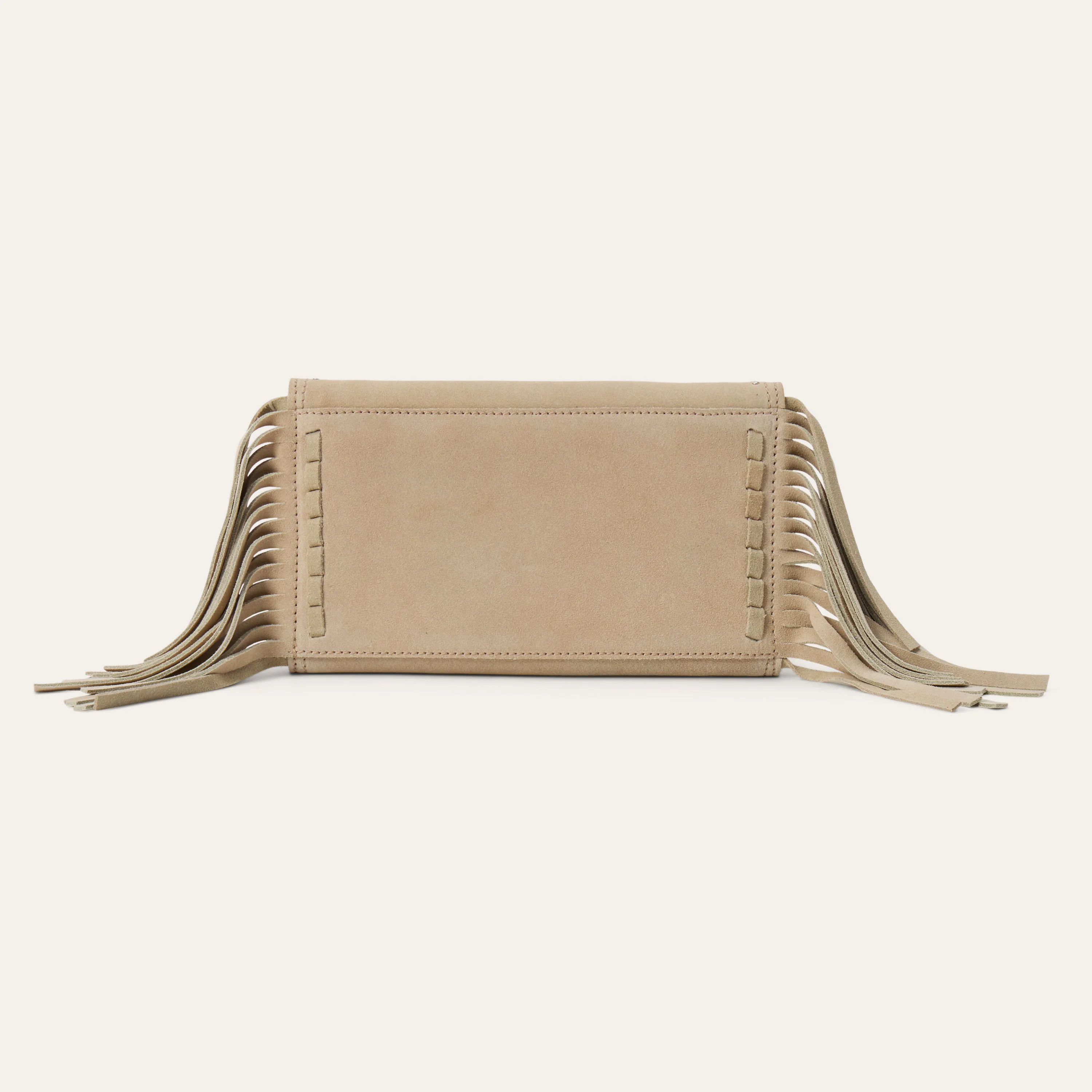 Spiral Suede Fringed Clutch