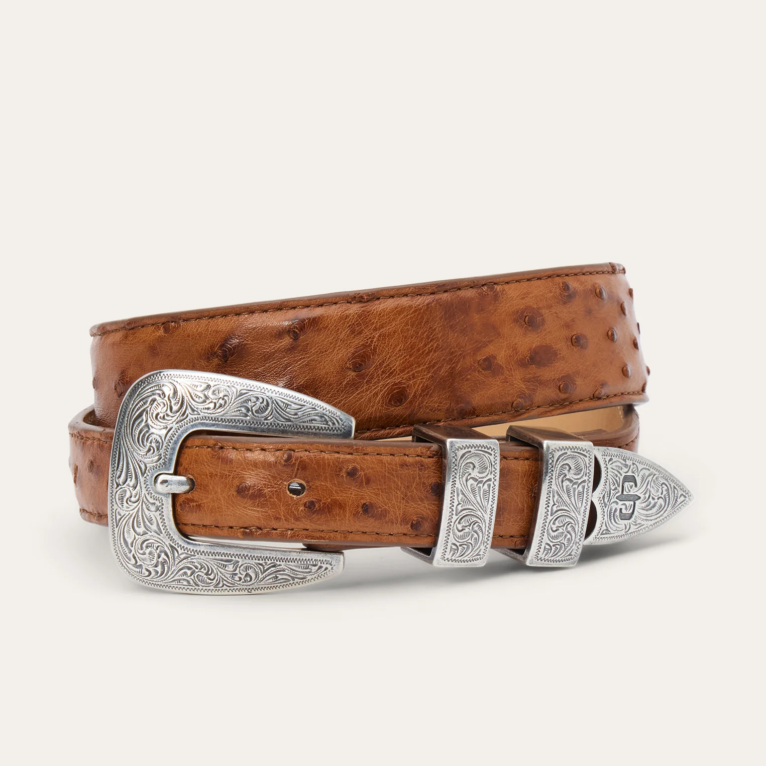 Ostrich Tapered Tab Belt