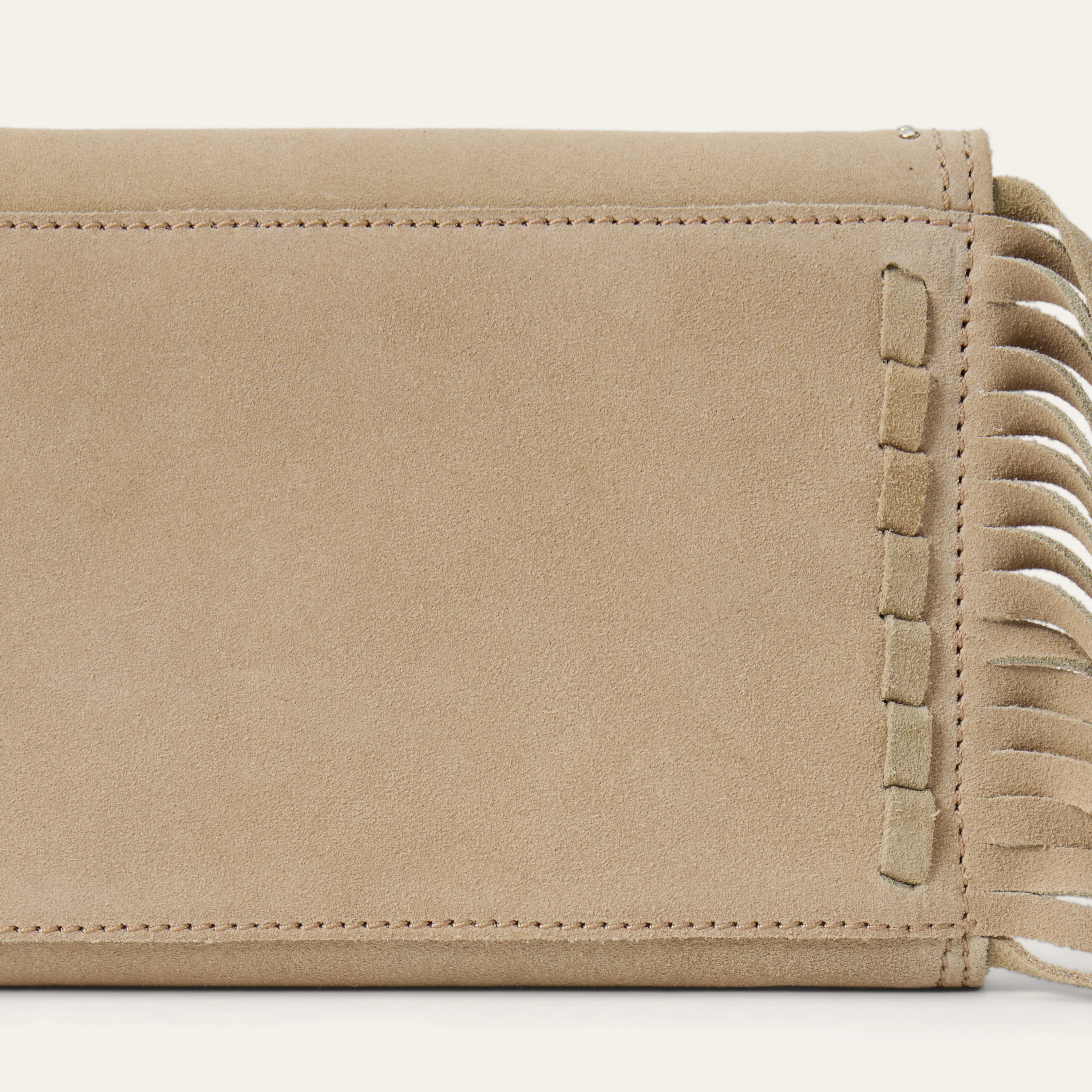 Spiral Suede Fringed Clutch