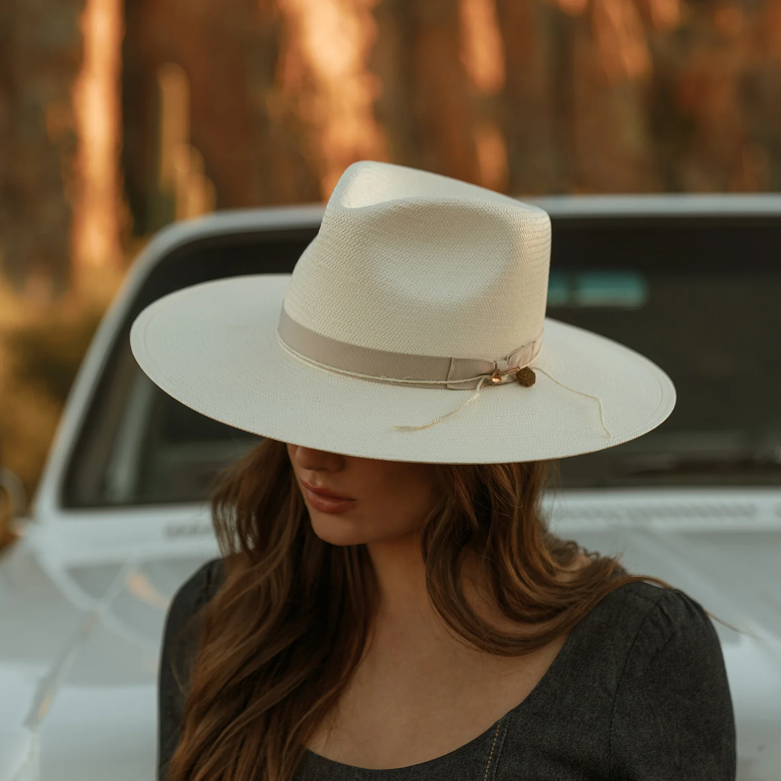 JW Marshall Straw Flat Brim Hat