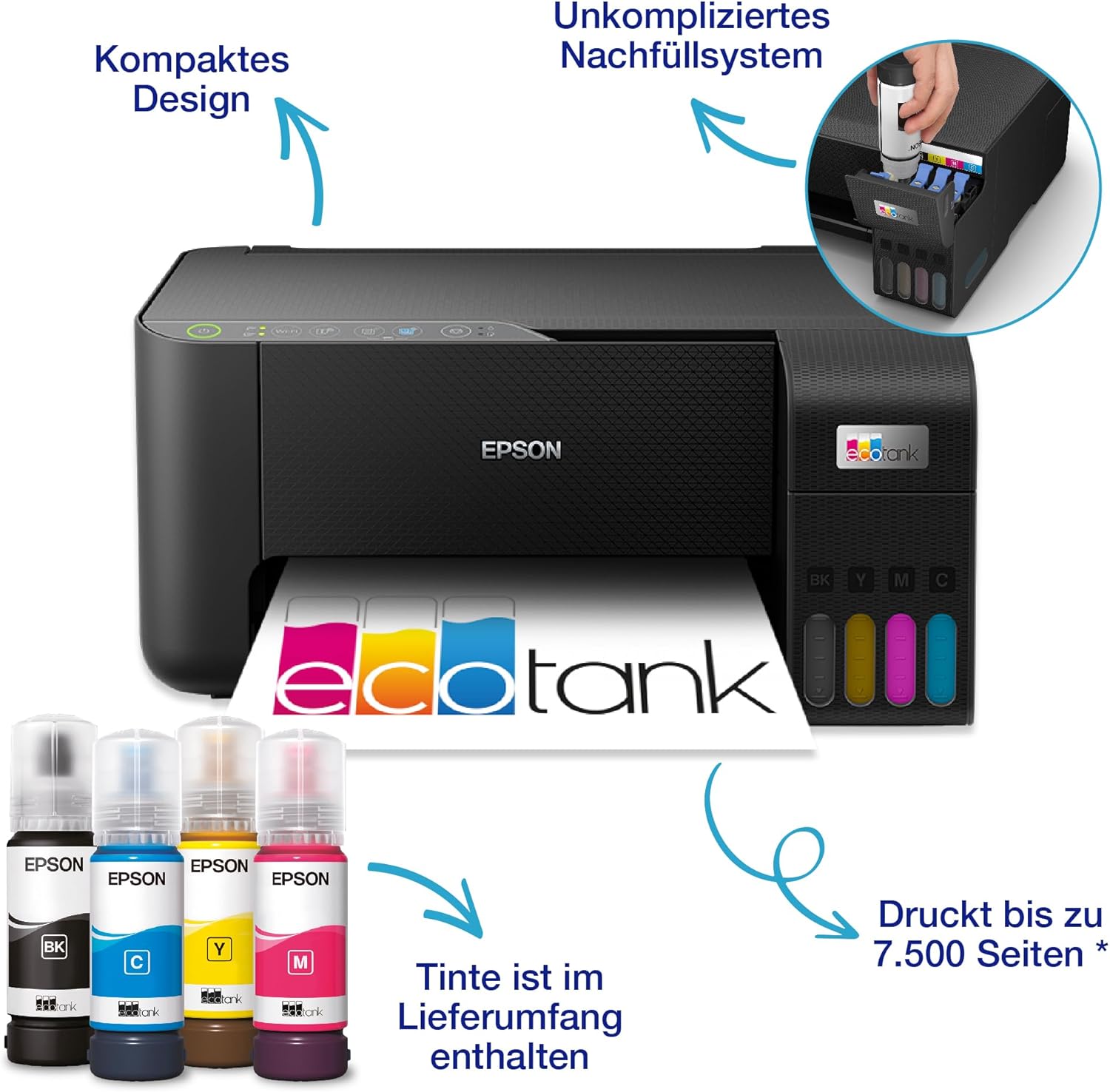 Epson EcoTank ET-2870: An A4 All-in-One Wi-Fi printer that comes with enough ink for up to 3 years.