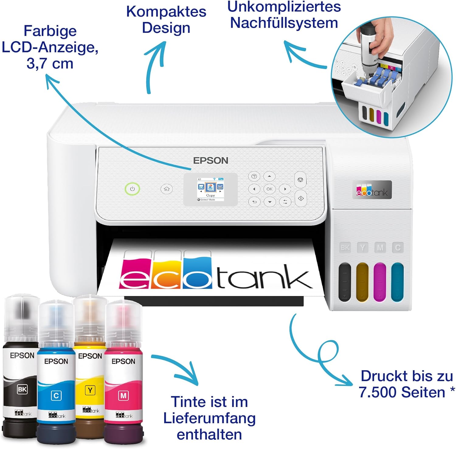 Epson EcoTank ET-2870: An A4 All-in-One Wi-Fi printer that comes with enough ink for up to 3 years.