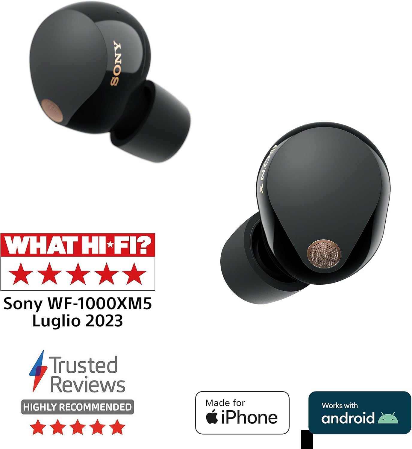 Sony WF-1000XM5 Noise Cancelling Earbuds - Industry-Leading Sound, 24H Battery & Fast Charge, Compact Design, Black