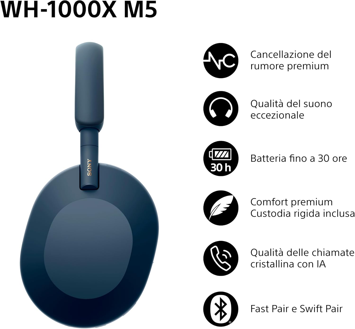 Sony WH-1000XM5 Premium Wireless Noise-Canceling Headphones | 30-Hour Battery | Multi-Point Connectivity | Fast Charging | Voice Assistant Compatible