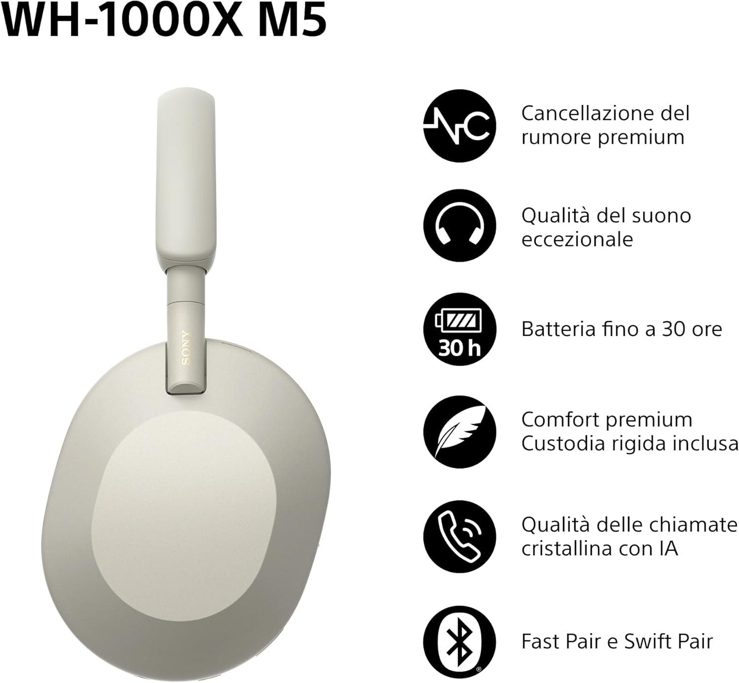 Sony WH-1000XM5 Premium Wireless Noise-Canceling Headphones | 30-Hour Battery | Multi-Point Connectivity | Fast Charging | Voice Assistant Compatible