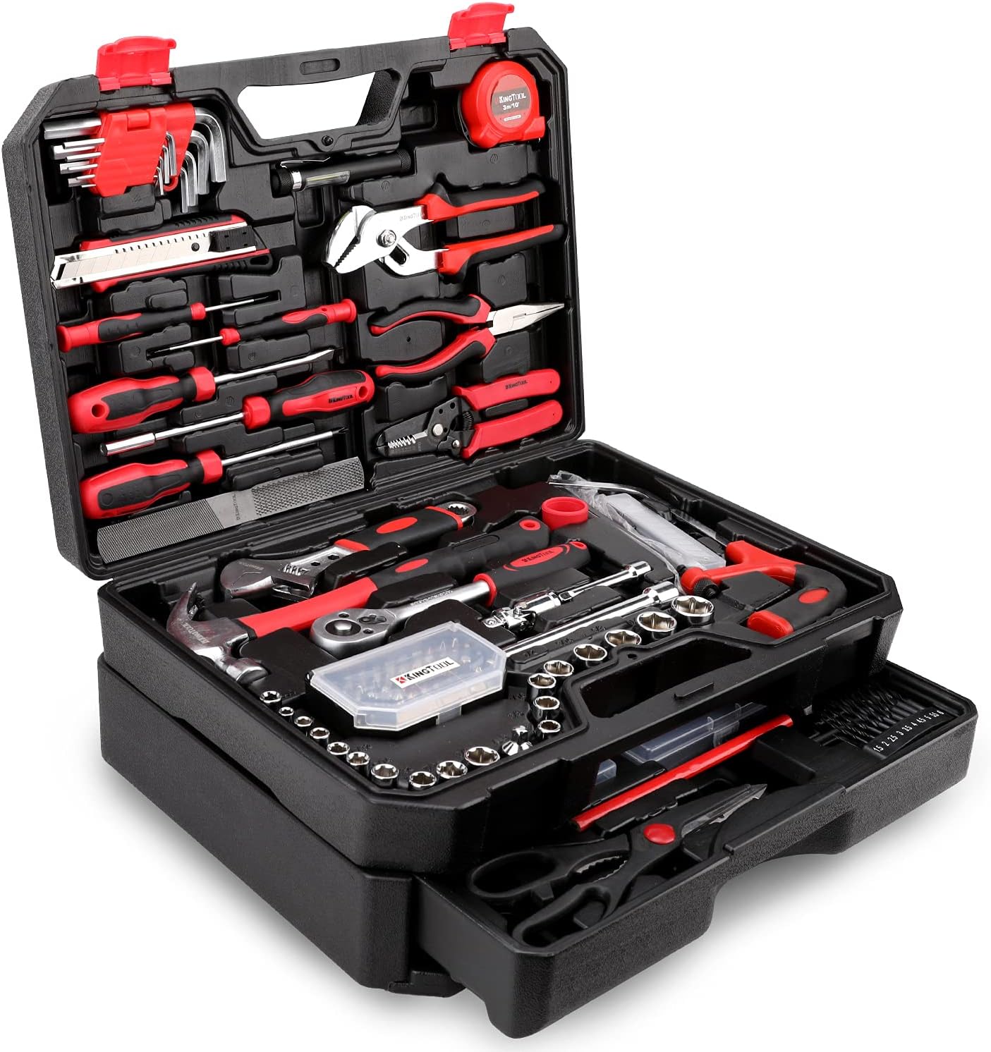 KINGTOOL Home Tool Set Kit - 286 PCS Home Auto Repair Tool Kit with Rolling Tool Box