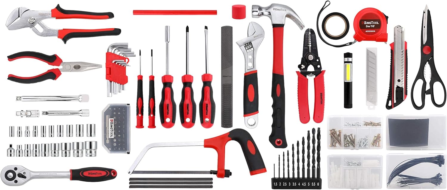 KINGTOOL Home Tool Set Kit - 286 PCS Home Auto Repair Tool Kit with Rolling Tool Box