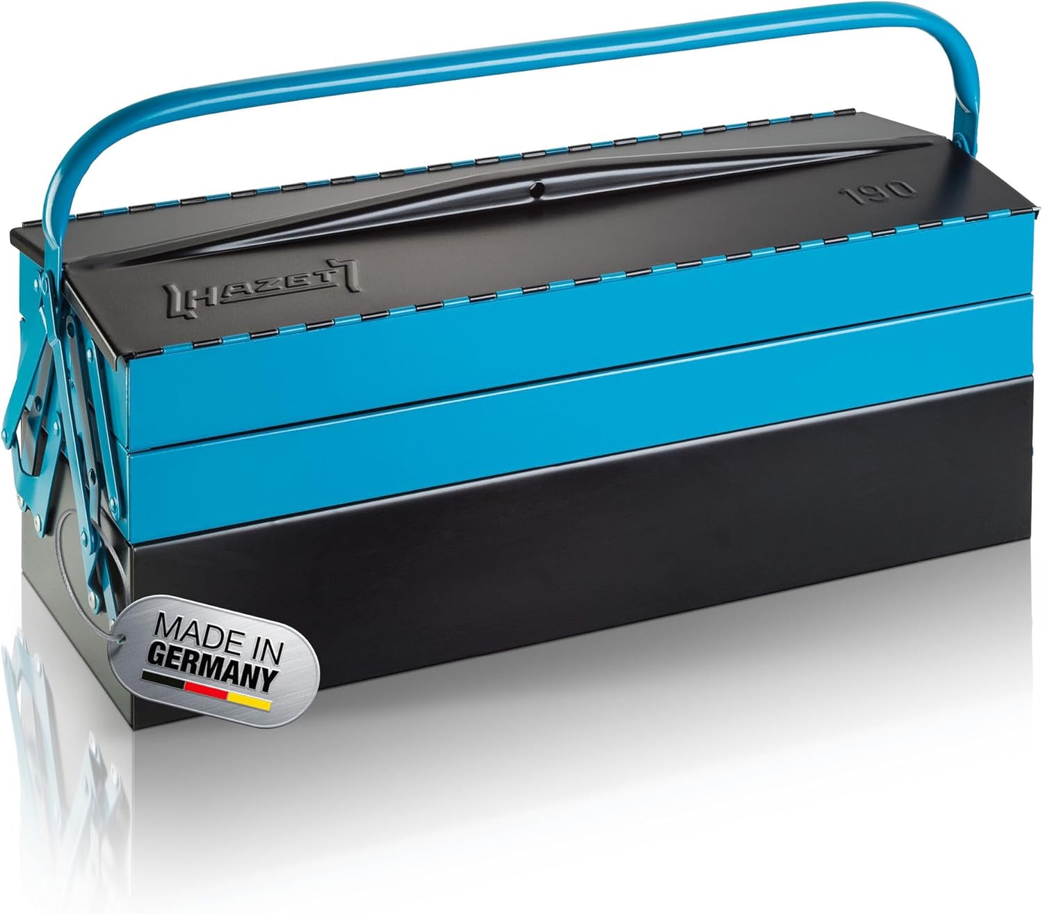 HAZET 190L Metal Tool Box | Empty | With Spacious Main & 4 Fold-Out Compartments