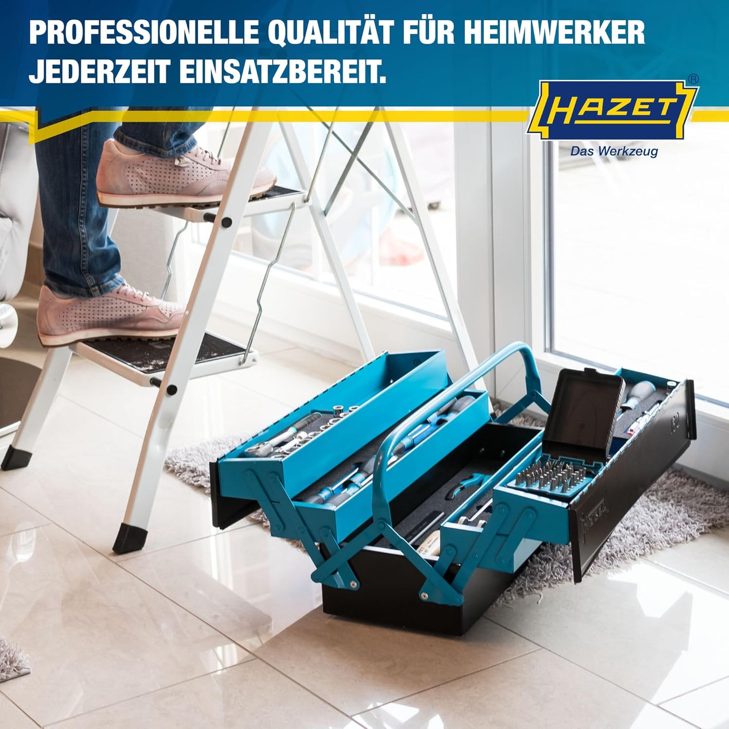 HAZET 190L Metal Tool Box | Empty | With Spacious Main & 4 Fold-Out Compartments