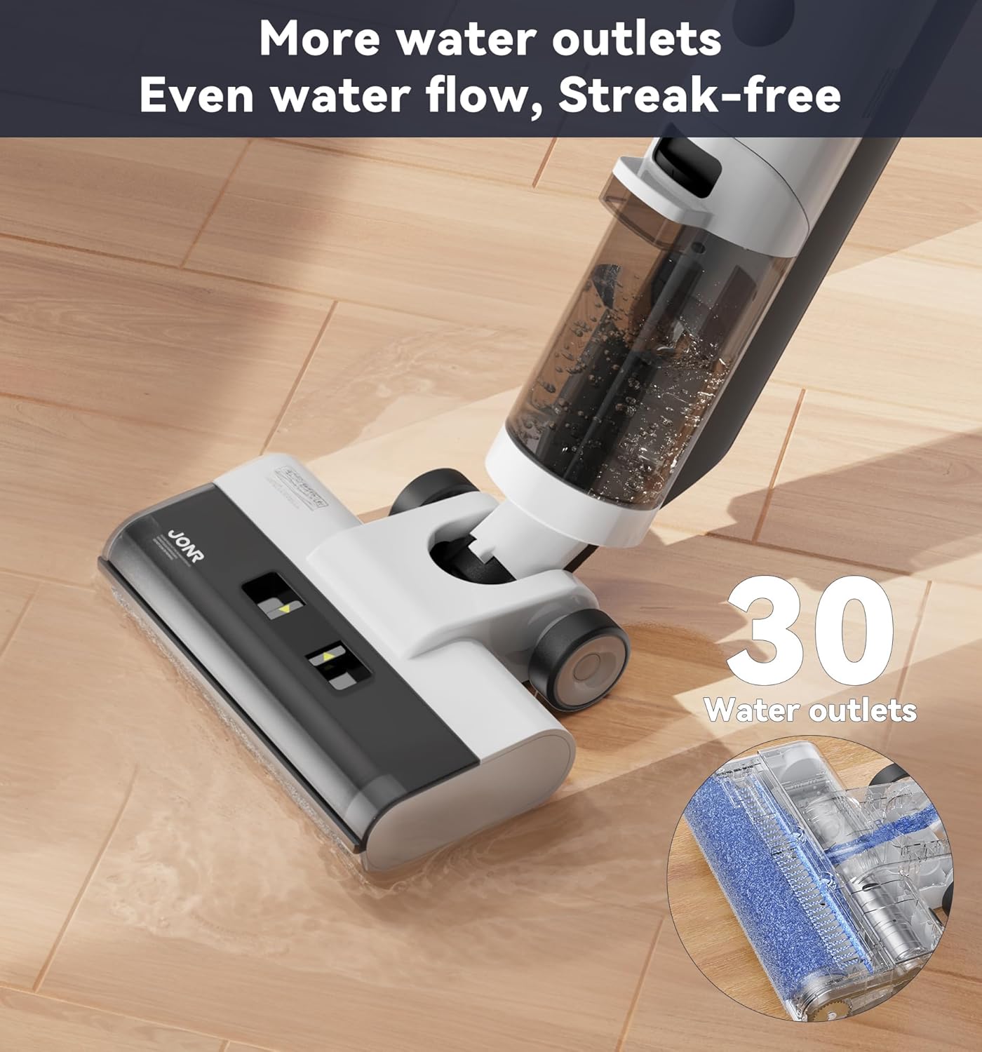 JONR ED12 Cordless Wet Dry Vacuum: Self-Cleaning 2-in-1 Vacuum and Mop for Hard Floors.