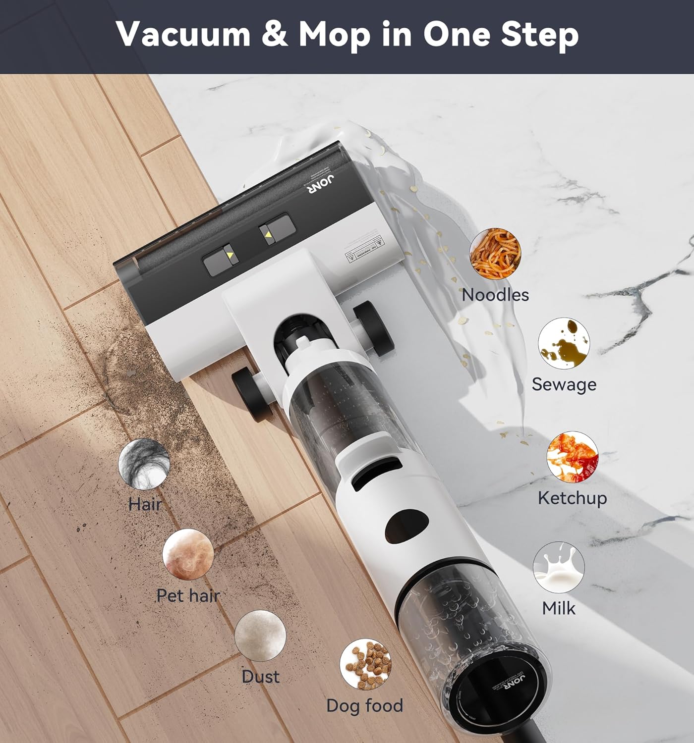 JONR ED12 Cordless Wet Dry Vacuum: Self-Cleaning 2-in-1 Vacuum and Mop for Hard Floors.