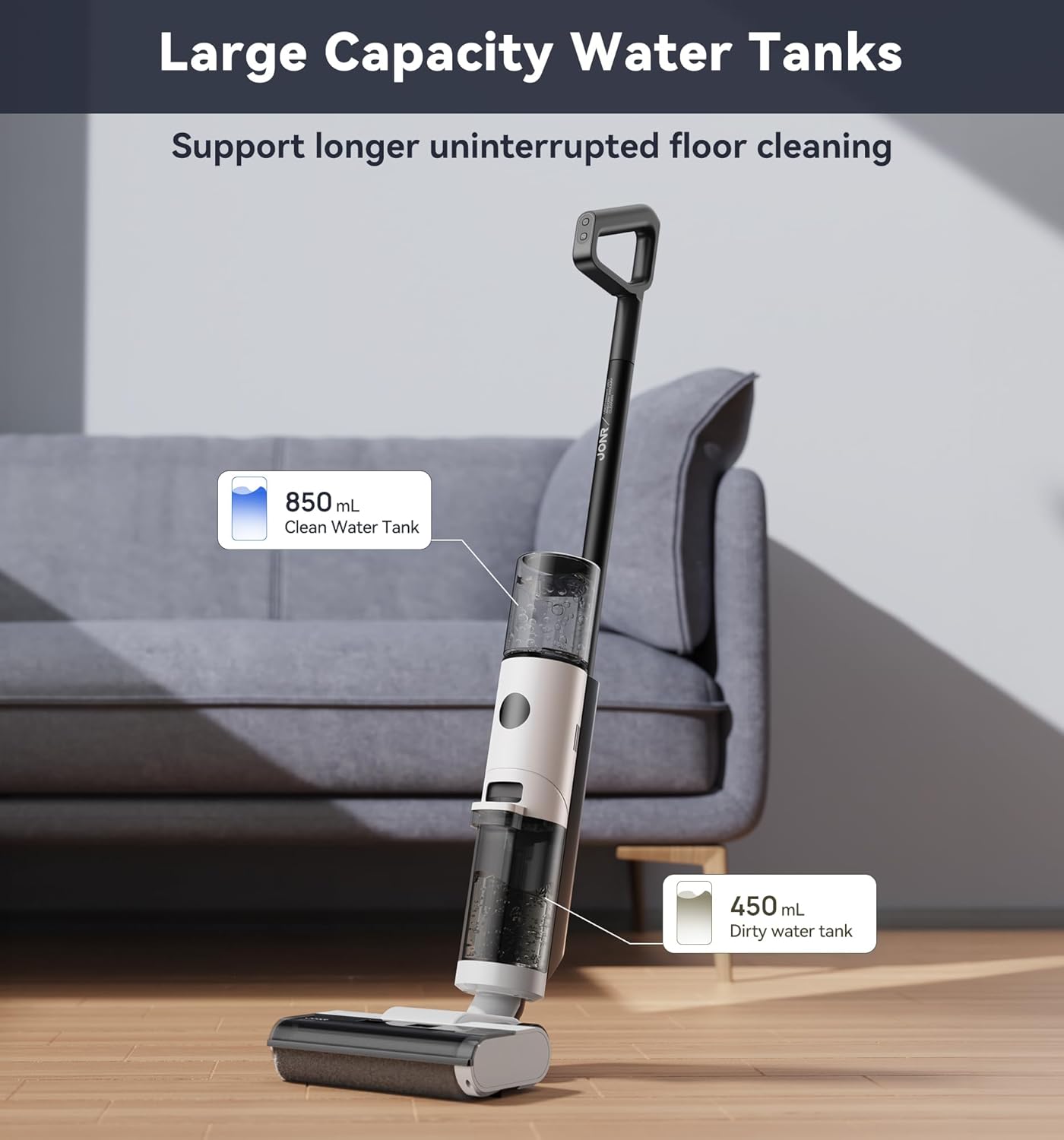 JONR ED12 Cordless Wet Dry Vacuum: Self-Cleaning 2-in-1 Vacuum and Mop for Hard Floors.