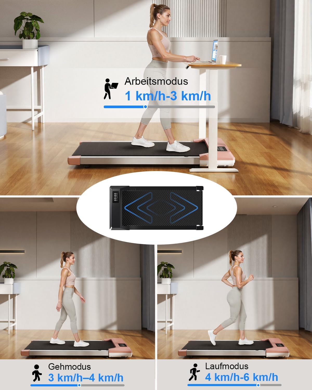 Walking Pad Desk Treadmill with App Control, Training Courses & Multi-Runner Races