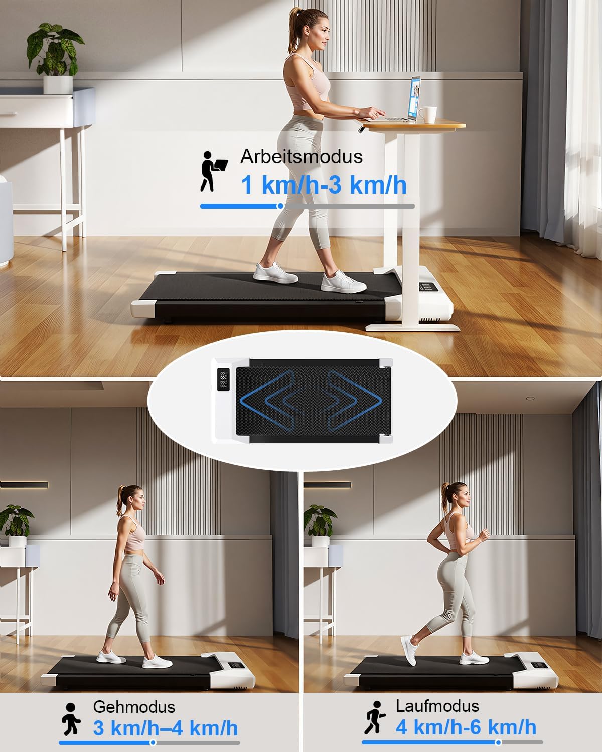 Walking Pad Desk Treadmill with App Control, Training Courses & Multi-Runner Races