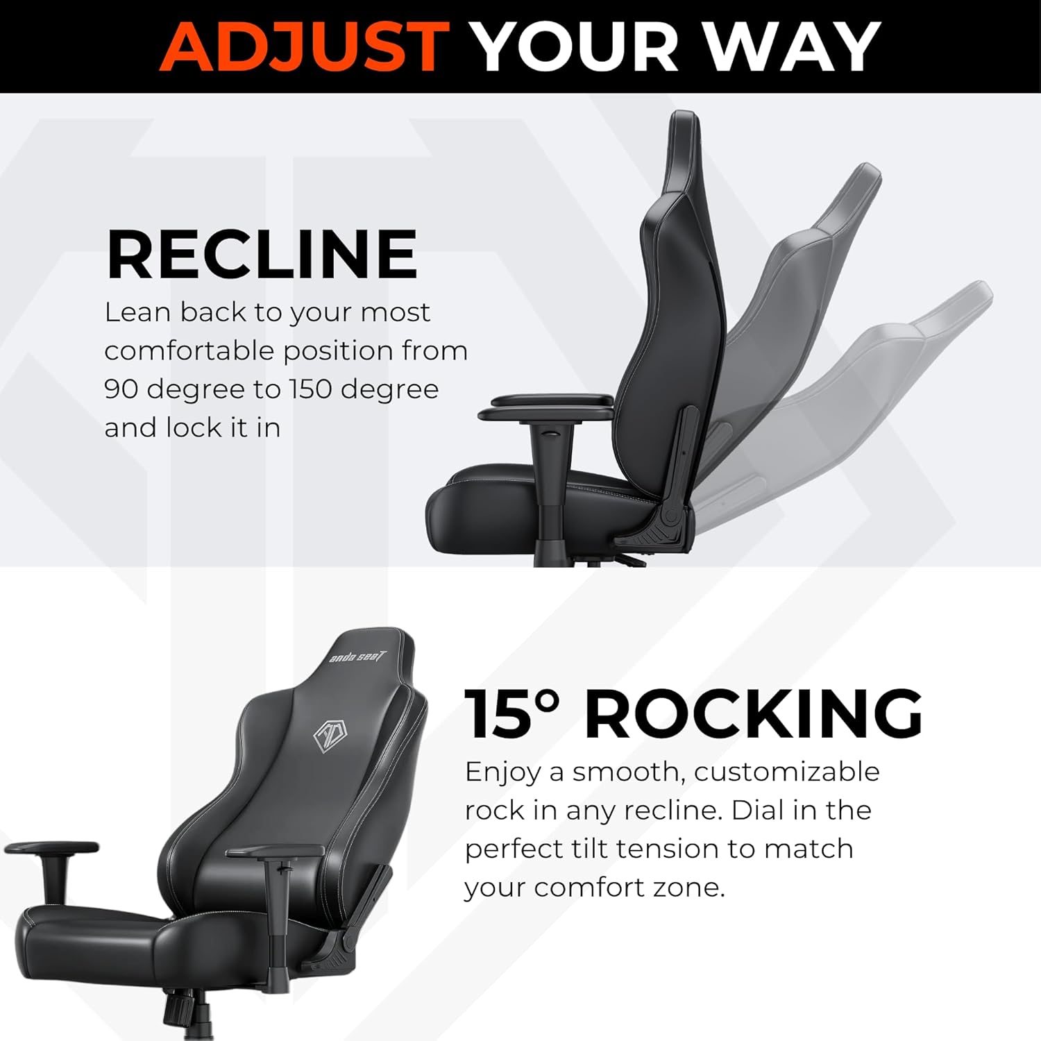 Anda Seat Novis Big & Tall Gaming Chair - Reclining Ergonomic Seat with Lumbar Support