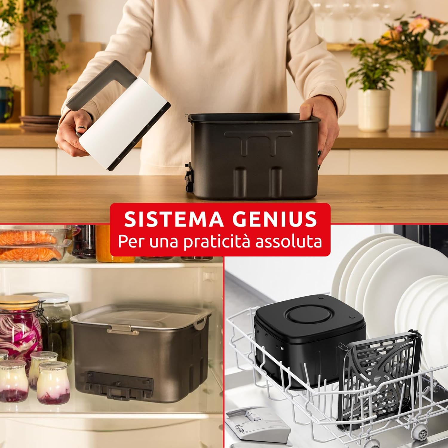 Moulinex Easy Fry Silence 7L, Quiet and Compact Air Fryer, Up to 8 People, Removable Front Panel