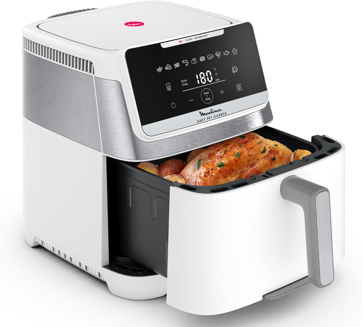Moulinex Easy Fry Silence 7L, Quiet and Compact Air Fryer, Up to 8 People, Removable Front Panel