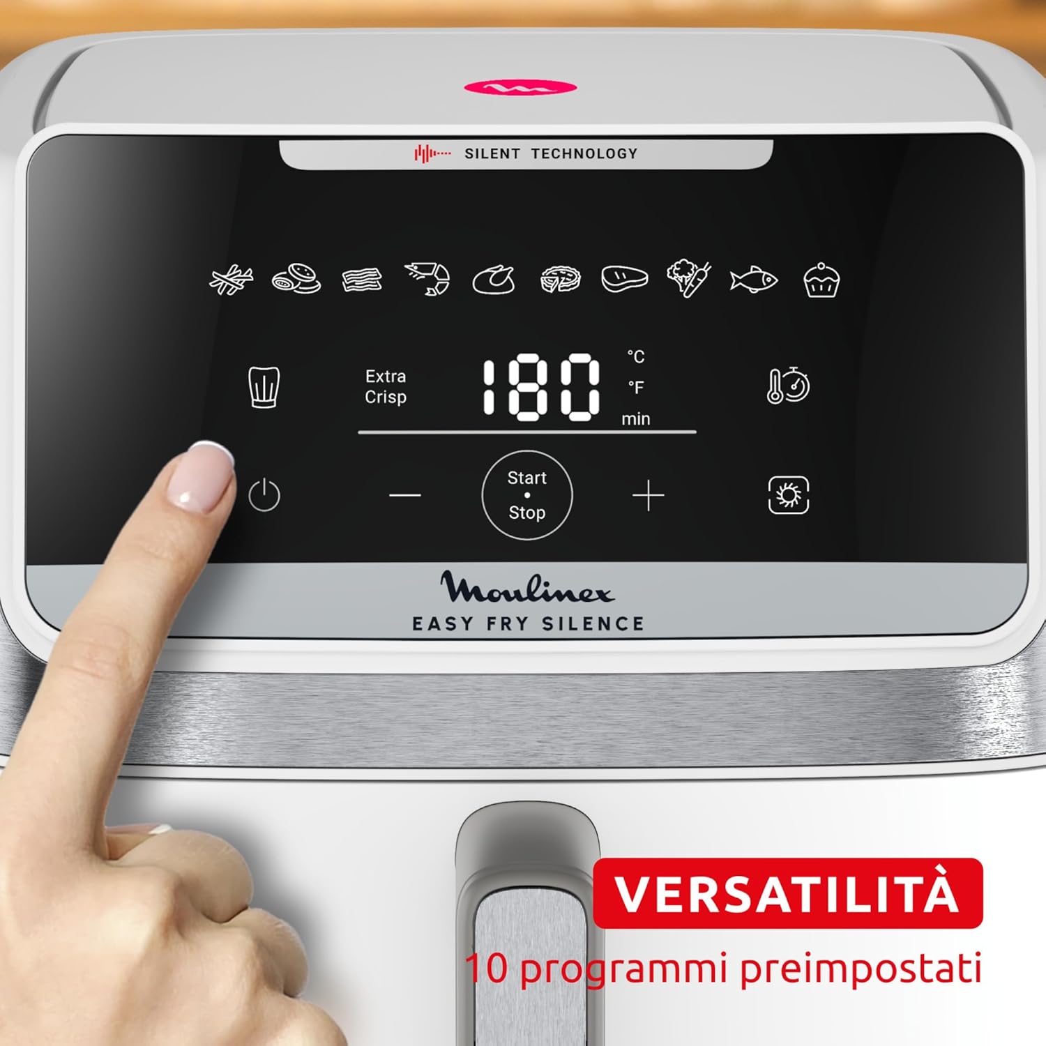 Moulinex Easy Fry Silence 7L, Quiet and Compact Air Fryer, Up to 8 People, Removable Front Panel