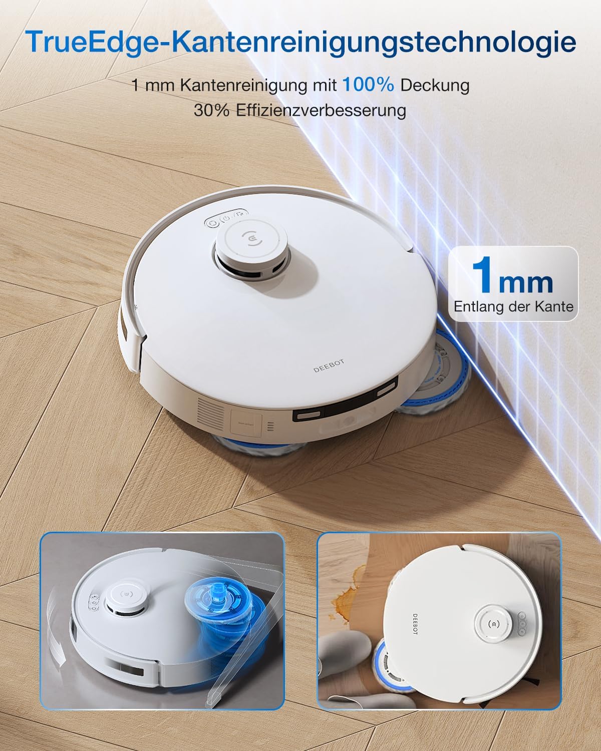ECOVACS DEEBOT X11 PRO Omni Robot Vacuum Cleaner with Mop Function, 19500 Pa, OZMO Roller 2.0, ZeroTangle 3.0, TruEdge 3.0, Climbing Max 4 cm Height, Extending Mop, All-in-One Omni Station