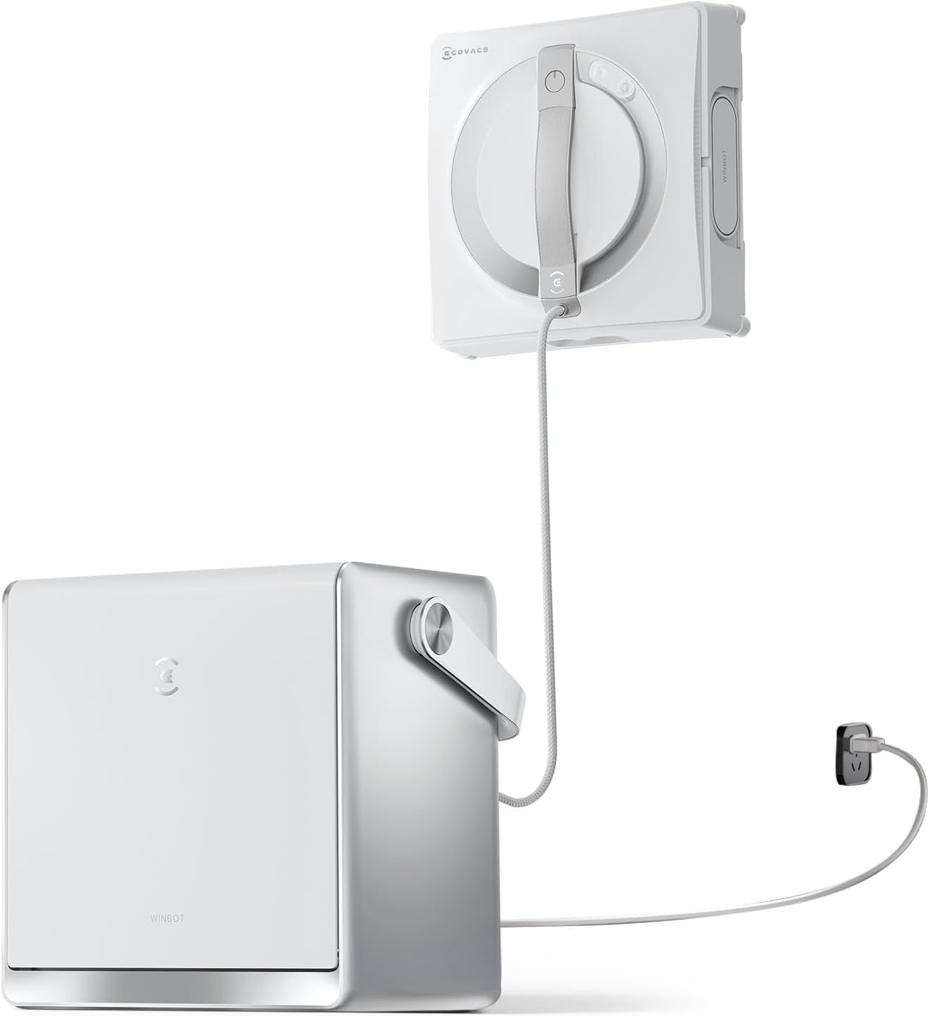 ECOVACS Winbot W2 Pro Window Cleaning Robot, 3-Nozzle Water Sprayer, 10-Level Protection System, Win-SLAM 4.0 Path Planning, Steady Climbing System, Edge Detection, App Control, White