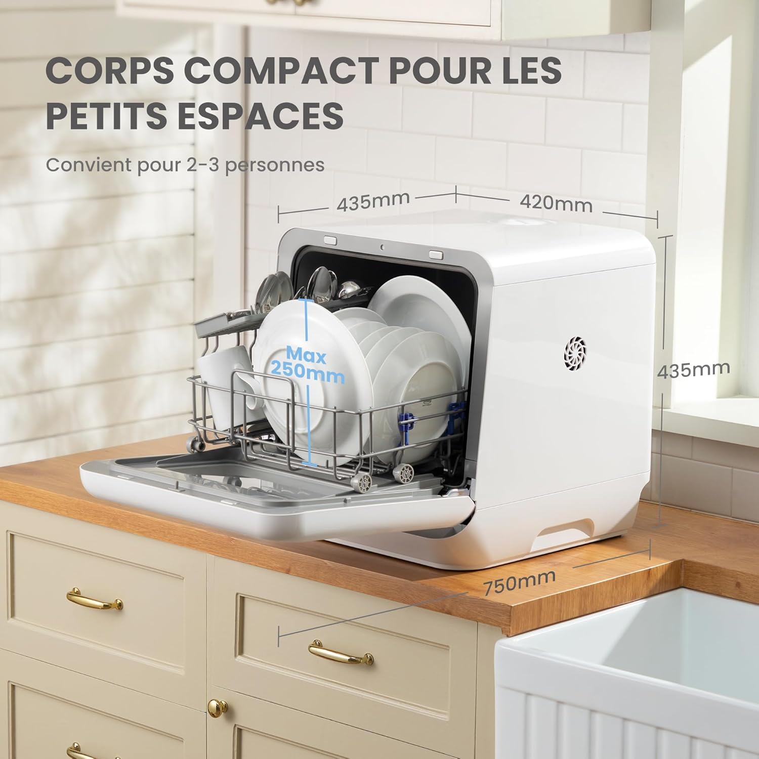 COMFEE' Countertop Dishwasher, 5-in-1 Programs, No Plumbing Needed, Compact Design