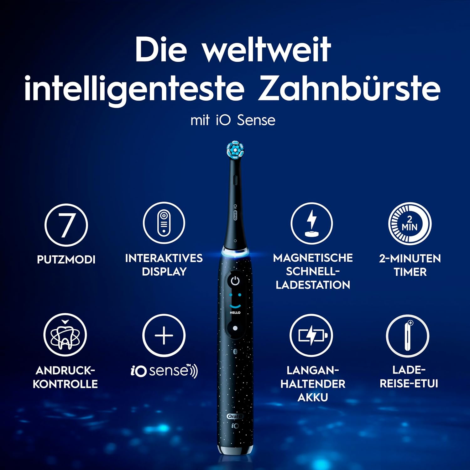 Oral-B iO Series 10 Electric Toothbrush with iOsense, Travel Case & 3 Brush Heads