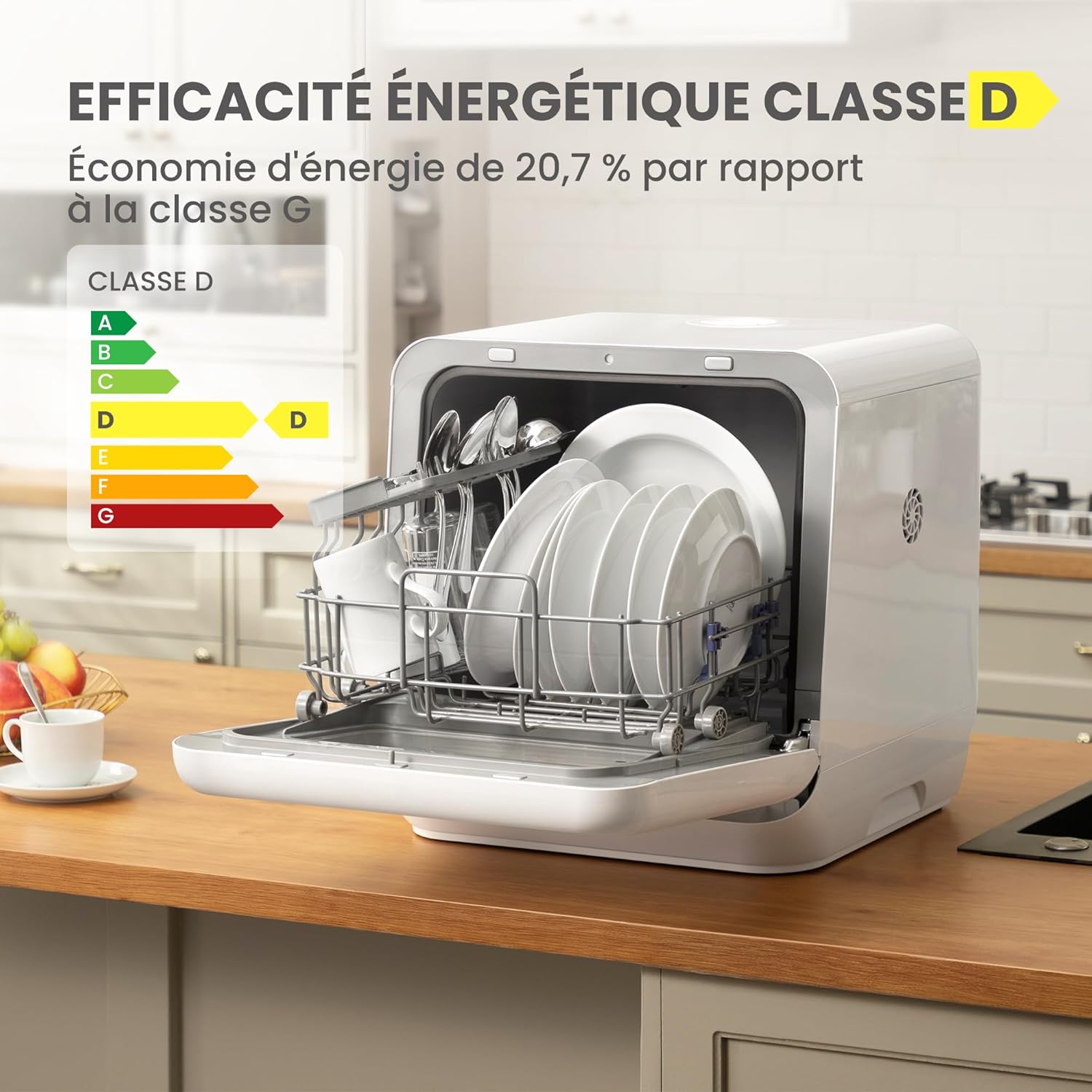 COMFEE' Countertop Dishwasher, 5-in-1 Programs, No Plumbing Needed, Compact Design