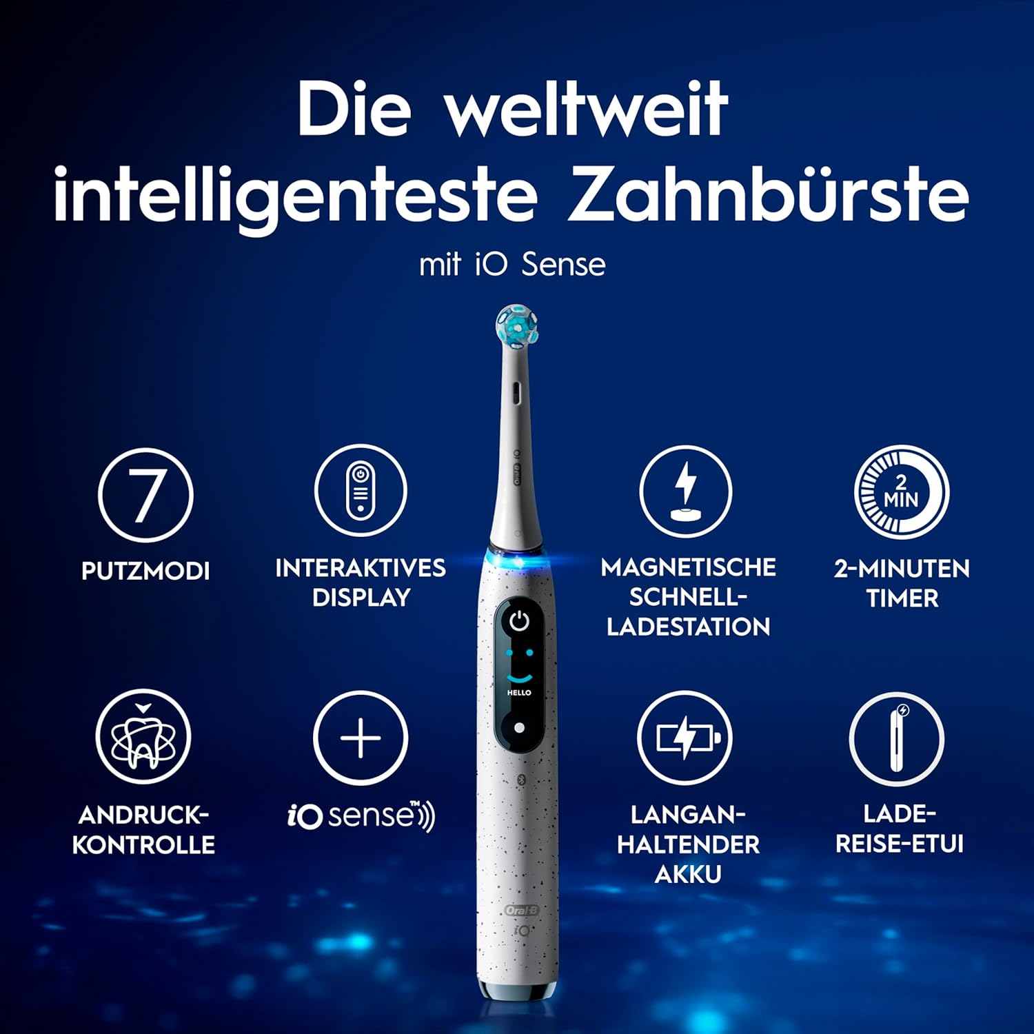 Oral-B iO Series 10 Electric Toothbrush with iOsense, Travel Case & 3 Brush Heads