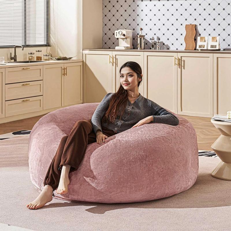 Bean Bag Chair with Memory Foam 3FT/4FT/5FT, Washable Flannel Cover, Cozy Seating for Home or Dorm