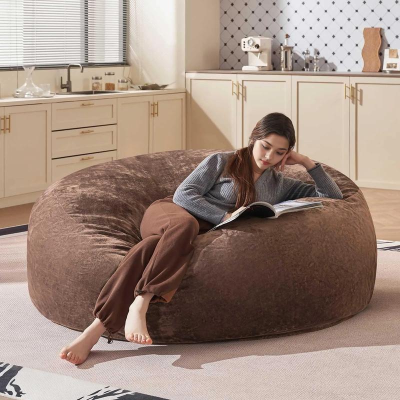 Bean Bag Chair with Memory Foam 3FT/4FT/5FT, Washable Flannel Cover, Cozy Seating for Home or Dorm