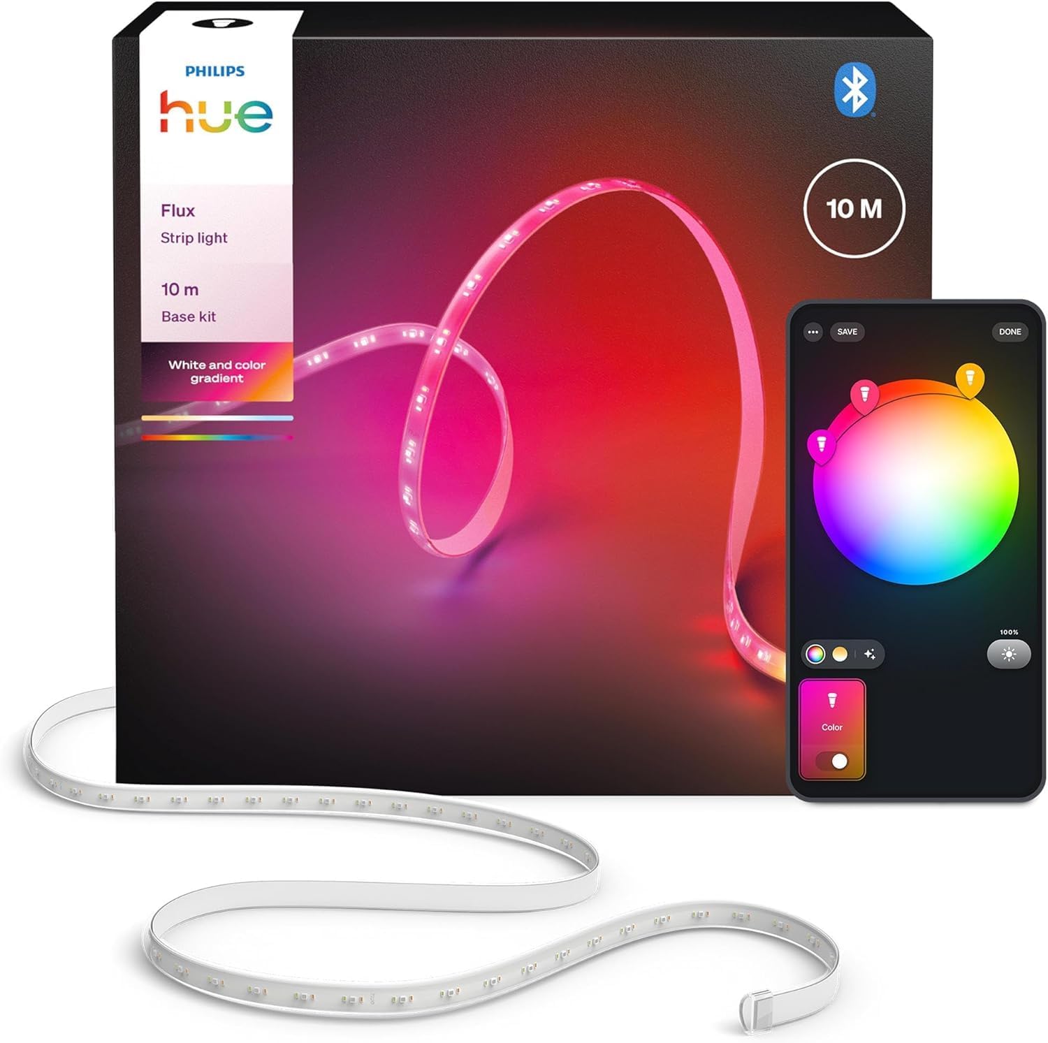 Philips Hue Flux 5m Smart Color Light Strip | 2000lm | App & Voice Control