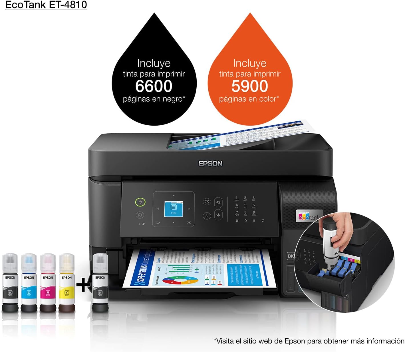 Epson EcoTank ET-4856 A4 Multifunction Wi-Fi Ink Tank Printer with a Included Stock of Inks up to 3 Years