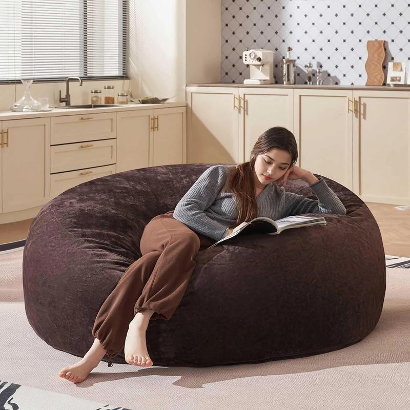 Bean Bag Chair with Memory Foam 3FT/4FT/5FT, Washable Flannel Cover, Cozy Seating for Home or Dorm
