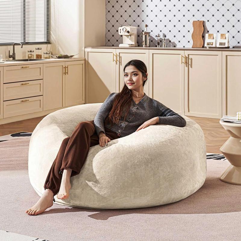 Bean Bag Chair with Memory Foam 3FT/4FT/5FT, Washable Flannel Cover, Cozy Seating for Home or Dorm
