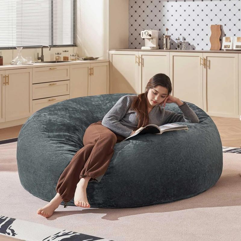 Bean Bag Chair with Memory Foam 3FT/4FT/5FT, Washable Flannel Cover, Cozy Seating for Home or Dorm