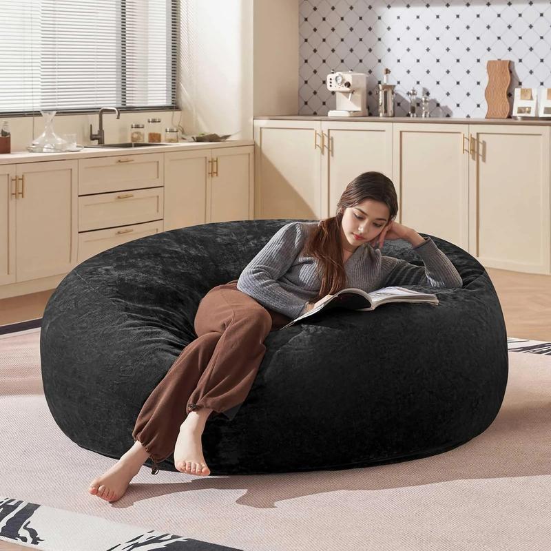Bean Bag Chair with Memory Foam 3FT/4FT/5FT, Washable Flannel Cover, Cozy Seating for Home or Dorm