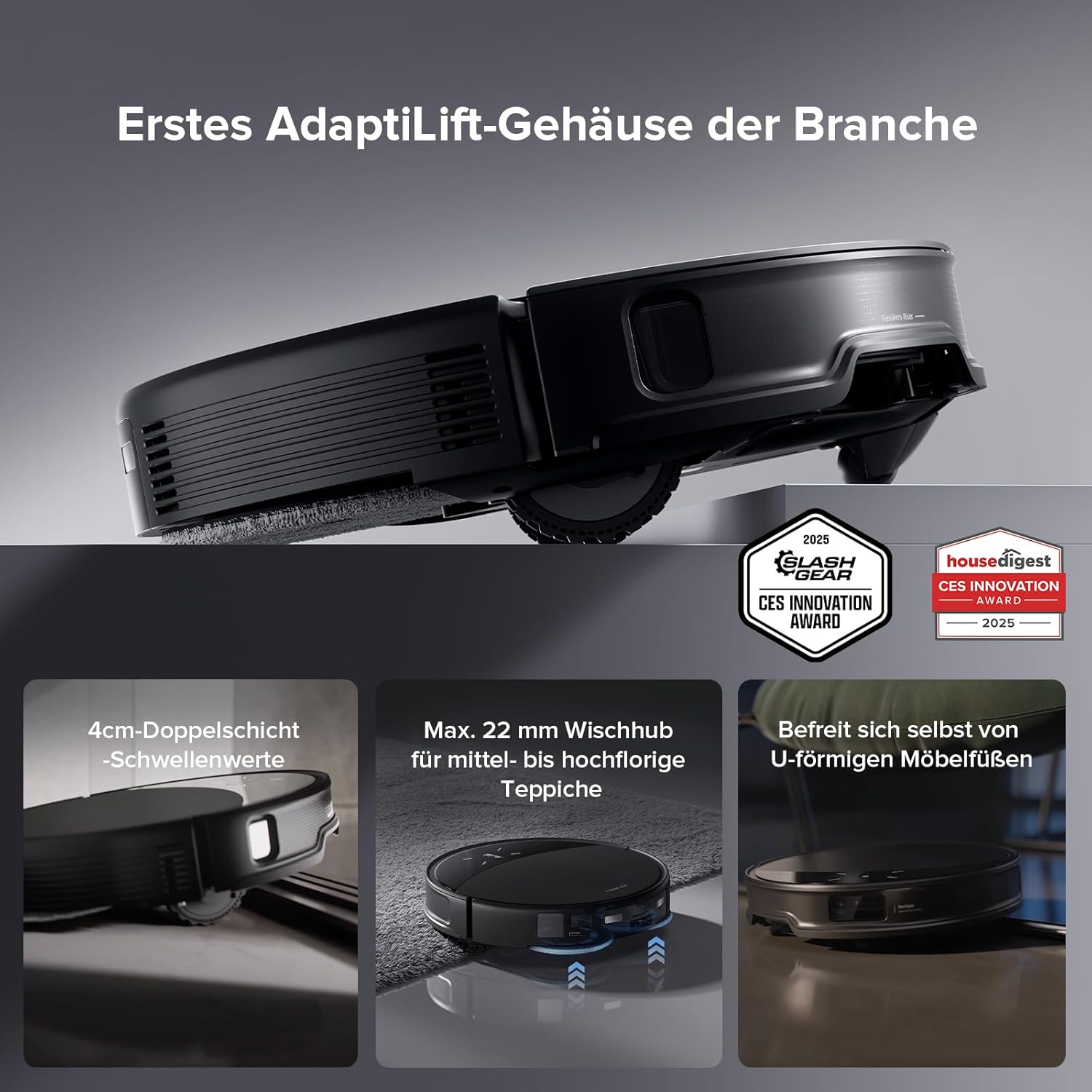 roborock Saros 10R Robot Vacuum Cleaner with Mop Function and Adjustable Mop, 22,000 Pa, 7.98 cm Ultra-Slim Design, StarSight System 2.0, Zero-Tangle System