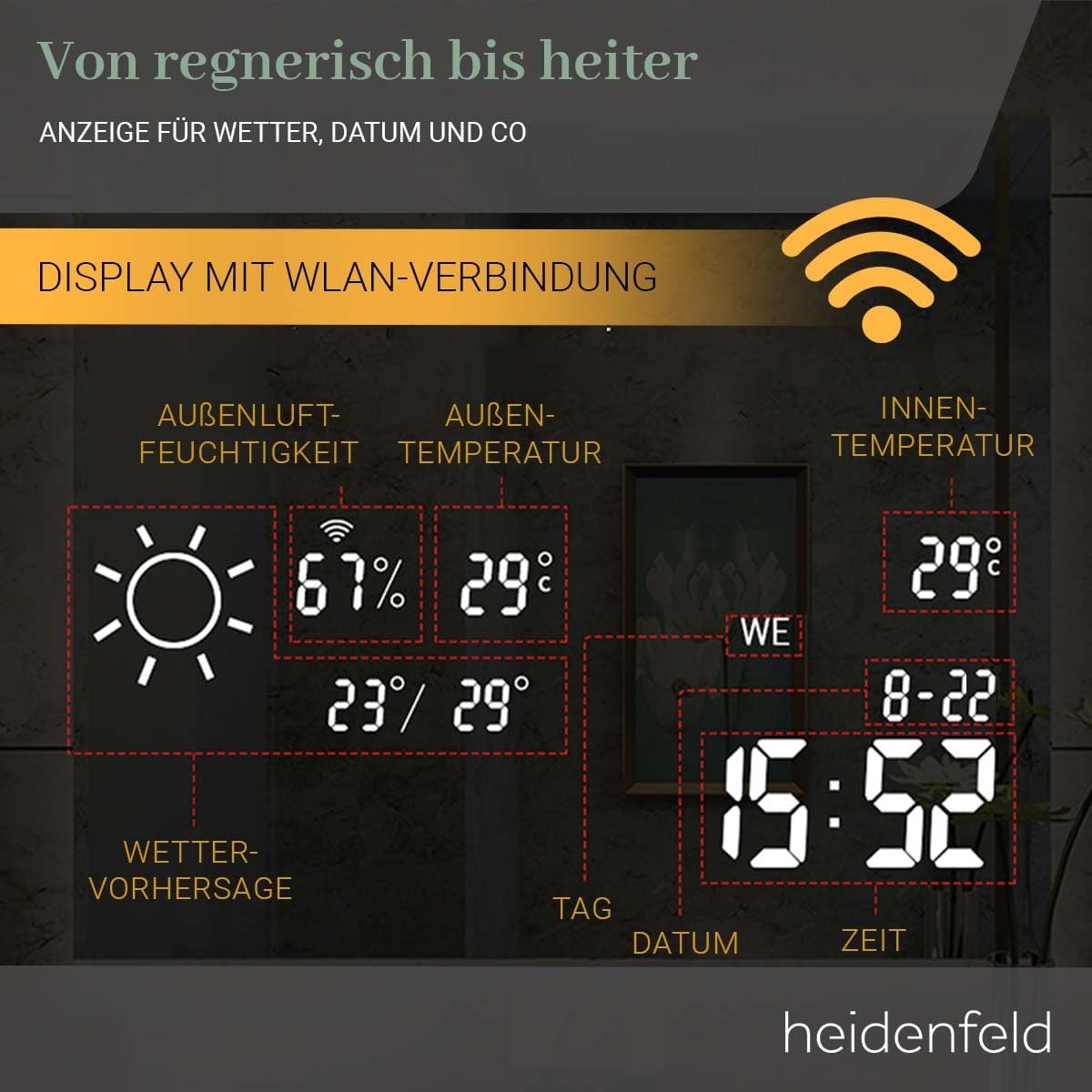 Heidenfeld Infrared Mirror Heater with WiFi