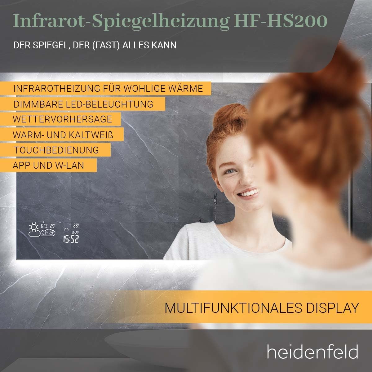 Heidenfeld Infrared Mirror Heater with WiFi