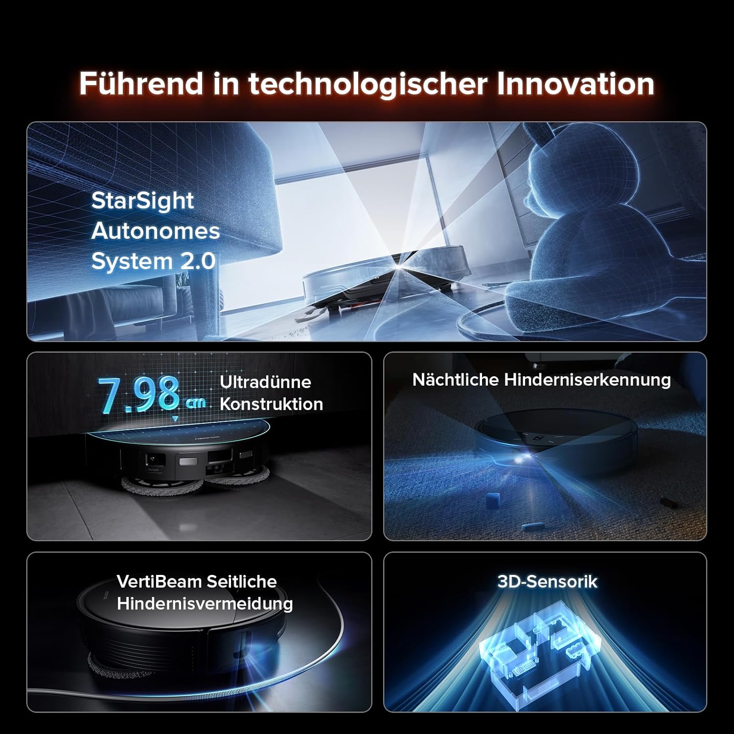 roborock Saros 10R Robot Vacuum Cleaner with Mop Function and Adjustable Mop, 22,000 Pa, 7.98 cm Ultra-Slim Design, StarSight System 2.0, Zero-Tangle System