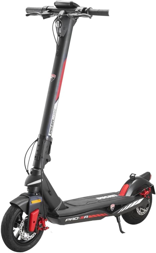 Ducati Racing E-Scooter Pro-III R, Electric Scooter with Integrated Directional Arrows, Pirelli 10 Wheels, Range 50 km, Motor 350 W, Battery 468 WH, Double Disc Brake