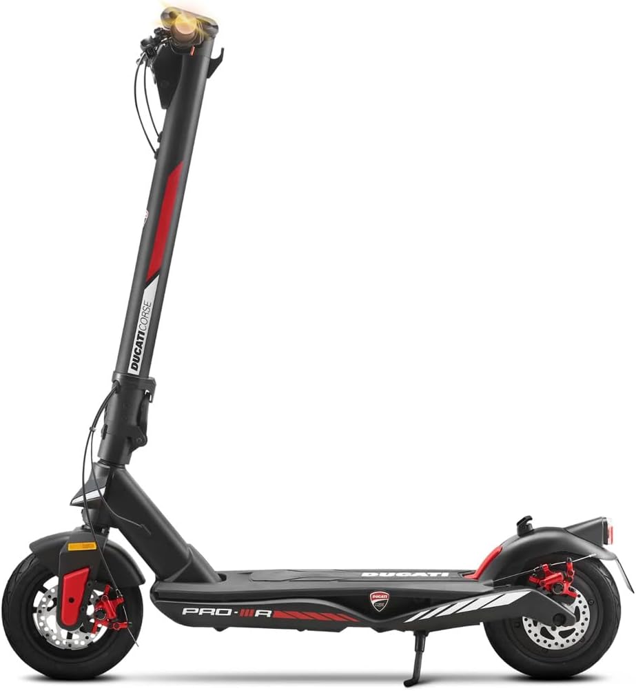Ducati Racing E-Scooter Pro-III R, Electric Scooter with Integrated Directional Arrows, Pirelli 10 Wheels, Range 50 km, Motor 350 W, Battery 468 WH, Double Disc Brake