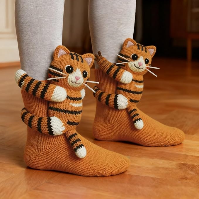 Generisch 3D Knitted Socks with Animals, Animal Socks, Cotton Animal Socks, Sloth Warm Animal Socks, Funny Cuddly Socks