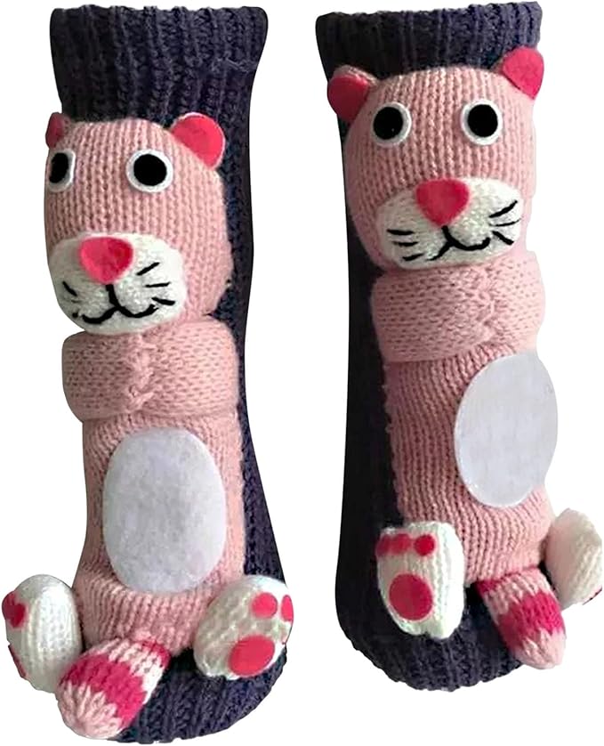 Generisch 3D Knitted Socks with Animals, Animal Socks, Cotton Animal Socks, Sloth Warm Animal Socks, Funny Cuddly Socks