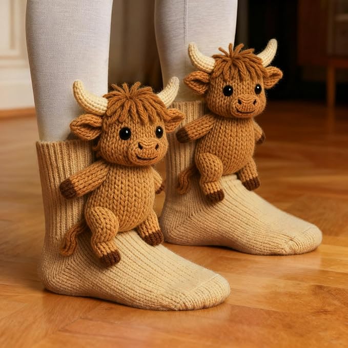 Generisch 3D Knitted Socks with Animals, Animal Socks, Cotton Animal Socks, Sloth Warm Animal Socks, Funny Cuddly Socks